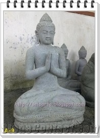Grey Granite Sitting Budha Sculpture