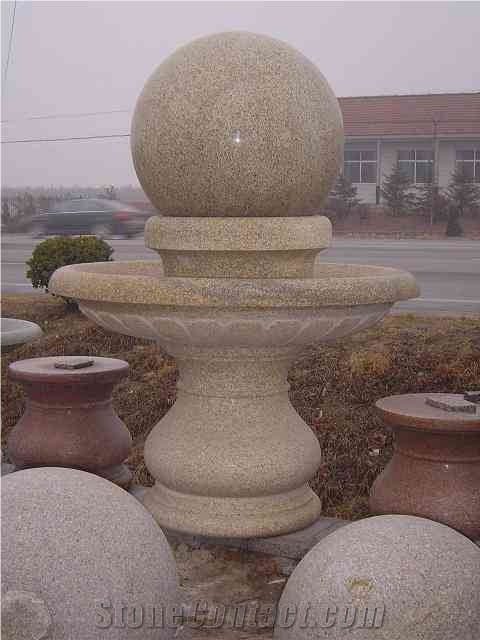 Manufacture Yellow Granite Polished Ball Fountain