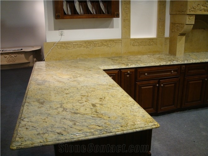 Golden Crystal Yellow Granite Countertop From China