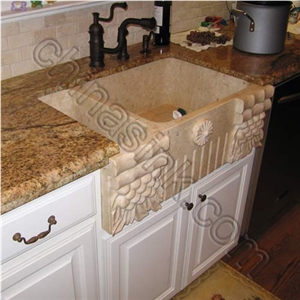 Galala Farm Sink, Galala Beige Marble Farm Sink