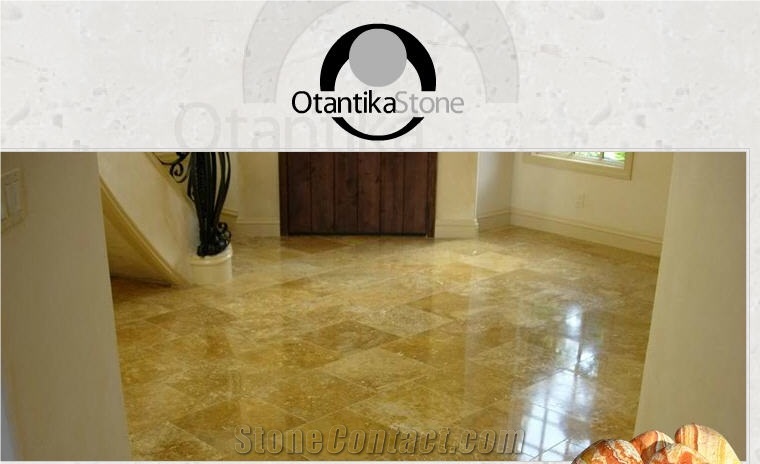 Yellow Travertine Antiqueted Floor Pattern Tile