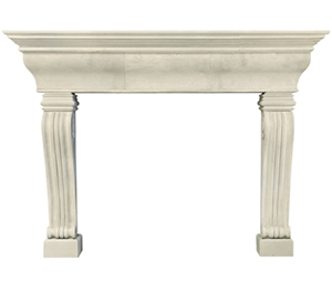 Hand-carved White Marble Fireplace Surround and Lintel