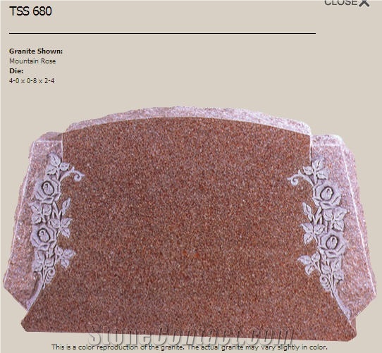 Vermillion Pink Granite Tombstone, Mountain Rose (Vermillion ) Pink Granite