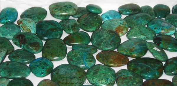 Green Blue Crysocola Pebble Stone, River Stone