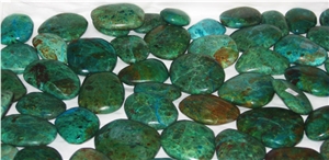 Green Blue Crysocola Pebble Stone, River Stone