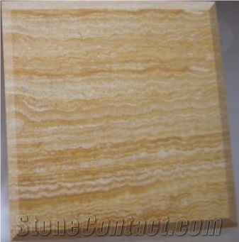 Golden Silk Travertine Block, Iran Yellow Travertine