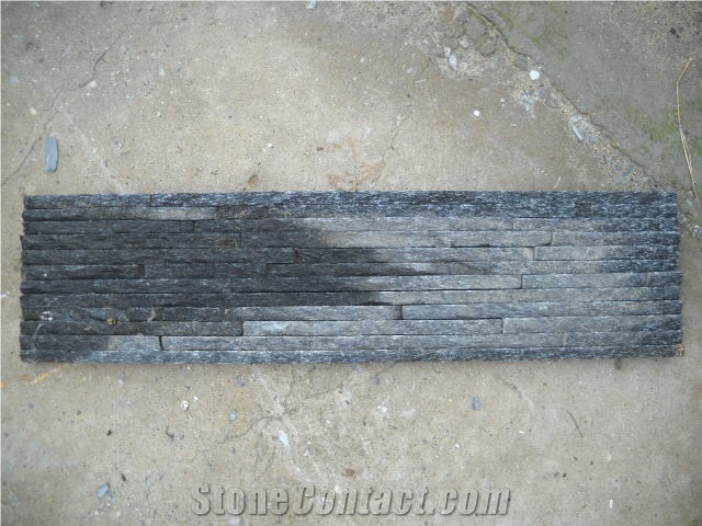 China Black Quartize Culture Stone for Wall Cl, Black Quartzite Cultured Stone