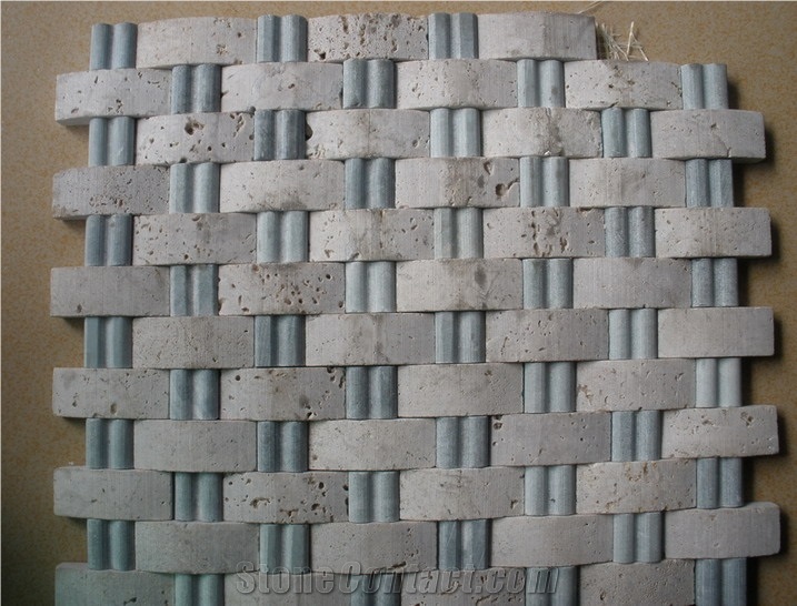 Natural Stone Mosaic, White Travertine Mosaic