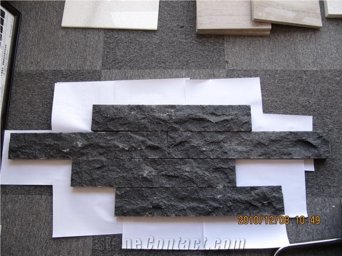 G684 Black Basalt Natural Split Wall Covering Tiles and Basalt Versailles Patterns