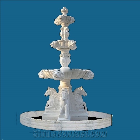 Beautiful Carving Stone Fountain, White Marble Fountain