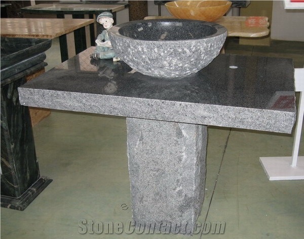 Black Granite Pedestal Vanity Top