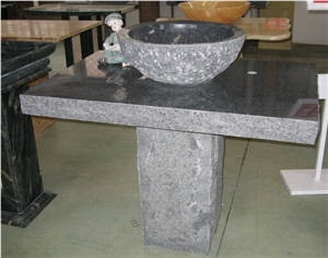 Black Granite Pedestal Vanity Top