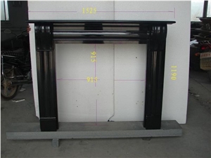 Black Granite Stone Fireplace Mantel