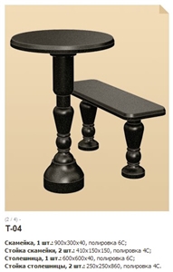 Black Granite Table and Bench
