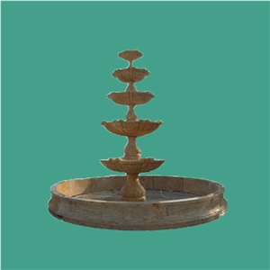 Carving Stone Water Fountain, Fangshan Beige Marble Fountain