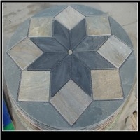 China Aqua Rose Slate Floor Mosaic, Grey Slate Floor Mosaic