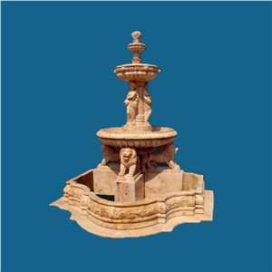 Figure Statued Beige Garden Fountain