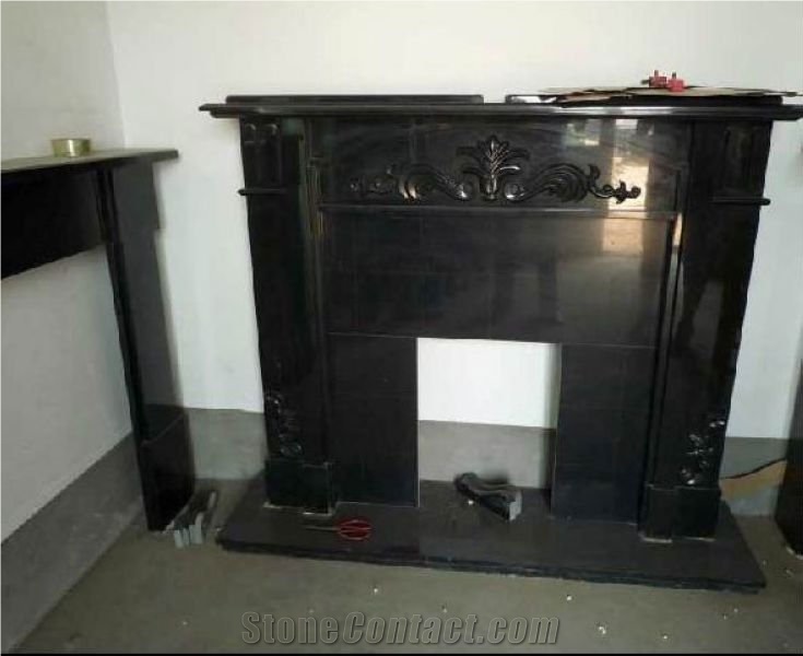 Granite Modern Fireplace Surround, Fireplace With Black Granite Surround