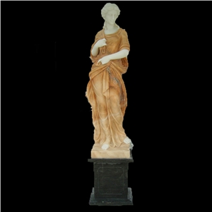 Marble Lady Figure Sculpture, Ywllow Marble Sculpture