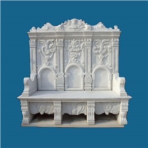 Marble Stone Bench, White Marble Furniture