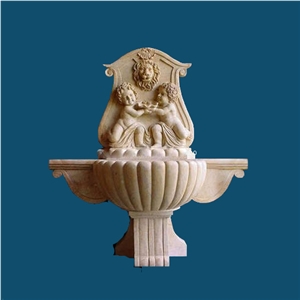 Marble Stone Water Wall Fountain, Stone Yellow Marble Wall Fountain