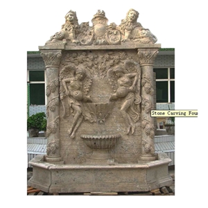 Marble Stone Water Wall Fountain, Stone Yellow Marble Wall Fountain