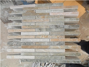 Mosaic Tile,rusty Slate Lined Mosaic