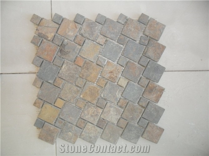 Mosaic Tile,rustyslate Lined Mosaic,paving Stone M