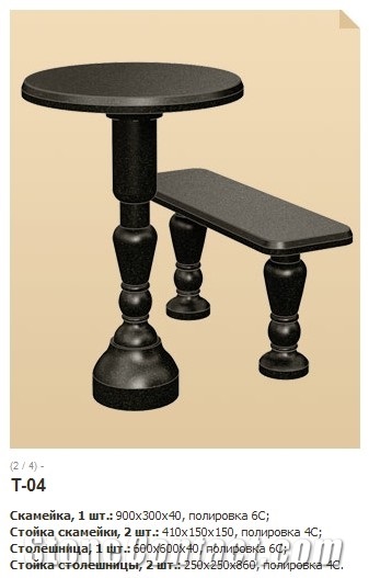 Shanxi Black Granite Table and Bench