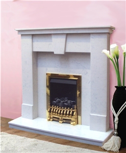 Simple Limestone Fireplace Mantel, Cream Stone Beige Limestone Fireplace Mantel