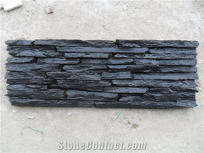 Slate Ledger Panel, Black Slate Cultured Stone