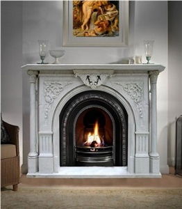 Statue Marble Stone Fireplace Mantel,Beige Marble Fireplace Mantel