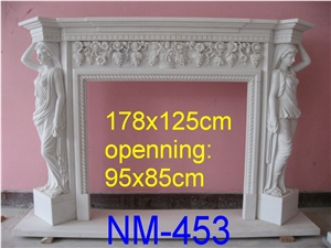 Statue Marble Stone Fireplace Mantel,Beige Marble Fireplace Mantel