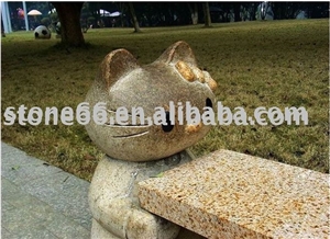 Yellow Cat Granite Park Bench
