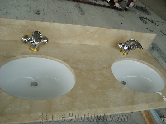 Marble Vanity Top With Double Upc Ceramic Sink And Beige Marble Vanity Top From China 137806 Stonecontact Com