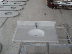 Marble Vanity Top with UPC Ceramic Sink and Faucet, White Marble Vanity Top
