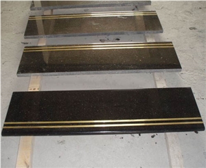 Shanxi Black Granite Stair, Step with Gold Line Sk
