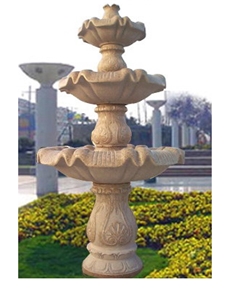 Stone Water Fountain Decoration, Beige Granite Fountain