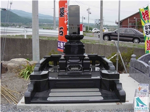 Japanese Style Monument ,Black Granite Tombstone