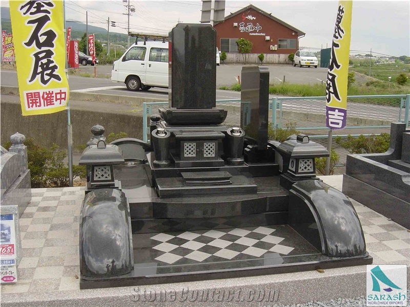 Japanese Style Monuments,Black Granite Tombstone