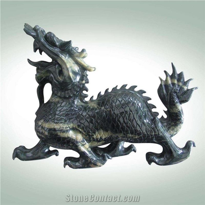 Chinese Dragon or Kylin Handcarfts with Huaan Jade, Hua an Jade Green Granite Artifacts, Handcrafts