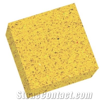 Sparkle Yellow Engineered Quartz Stone Tiles and Slabs for Commercial Mall and Airport