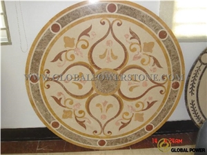 Marble Pattern, Marble Waterjet-China Manufacturer-Mosic Medallions-Round Flooring Patterns-Polished Cnc Laminated Backed Lobby Decoration Hotel