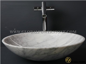 Marble Sink& Basin, Guangxi White Marble Basin-China Round Bowls