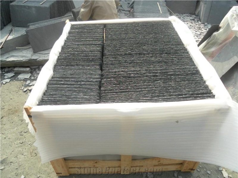 Natural Split Roof Slate Tile, Grey Slate Roof Tiles-China Black Roofing Material -Cheap Price Split Finished in Dark Gray -Good Package and Quality
