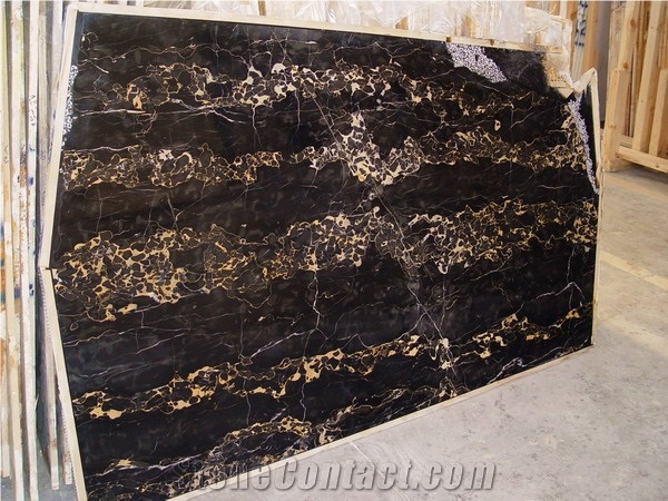 Portoro Gold Marble Slab, Italy Black Marble