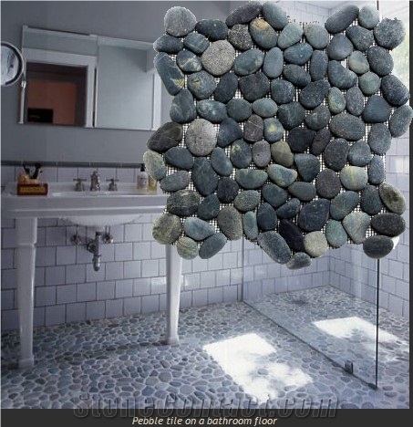 Black Bathroom Pebble Tile