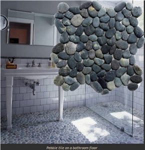 Black Bathroom Pebble Tile