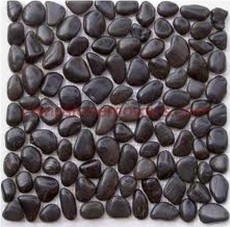 Black High-polished Pebble Mosaic Tile