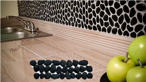 Black Kitchen Pebble Mosaic Tile